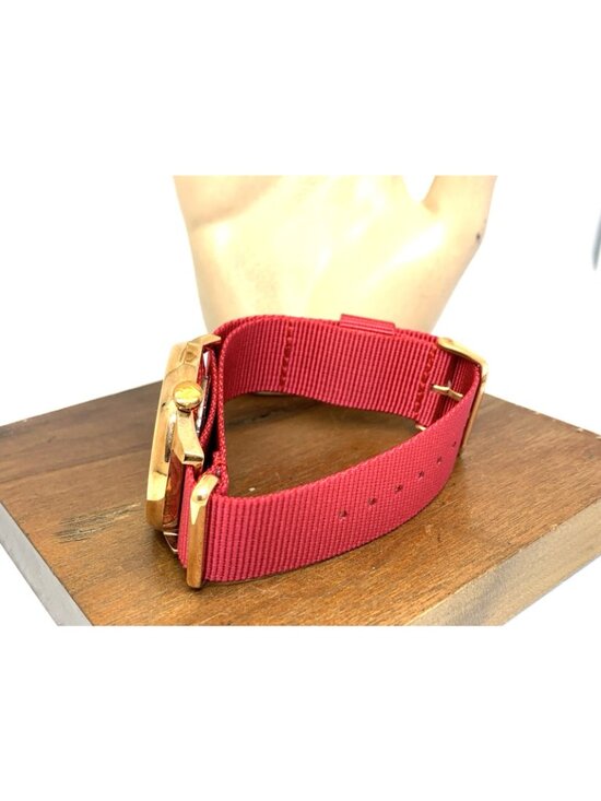 1: Face Mirror Dial Women\'s Watch Quartz Rose Gold Tone Red Nylon Strap 40mm main image 6